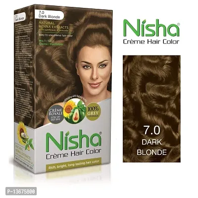 Nisha Hair Color Cr?me Dark Blonde Cream Hair Color Rich Bright Long Lasting Hair Colouring For Ultra Soft Deep Shine 100% Grey Coverage Conditioning With Natural Herbs Dark Blonde Pack of 3-thumb3