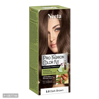Neeta Professional Pro Fashion Color Kit Permanent Hair Color Dark Brown 3.0
