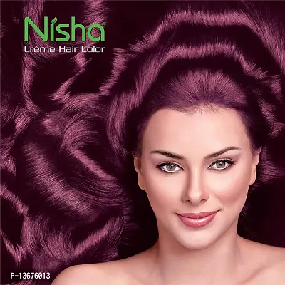 Nisha Cr?me Hair Color with Natural Henna Extracts, 60g + 60ml + 18ml - Wine Burgundy (Pack of 1)-thumb4