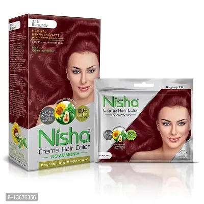 Nisha Creme Hair Color Combo Pack of Burgundy 120gm Jumbo + 40gm Sachet Pack ?-thumb0