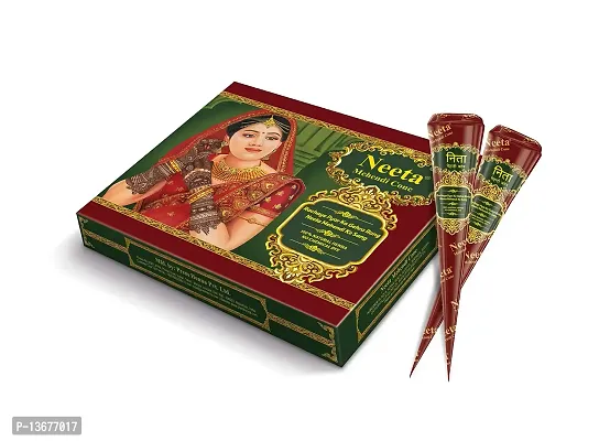 Neeta Mehendi Cone Body Art All Natural Herbal Pure Henna Past (12 Pieces in a Box) Pack of 1