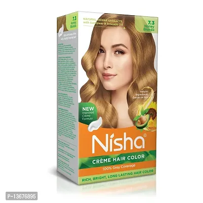 Nisha Cr?me Blonde Hair Color, 7.3 Honey Blonde, 90ml + 60gm, (Pack of 1) ?-thumb0