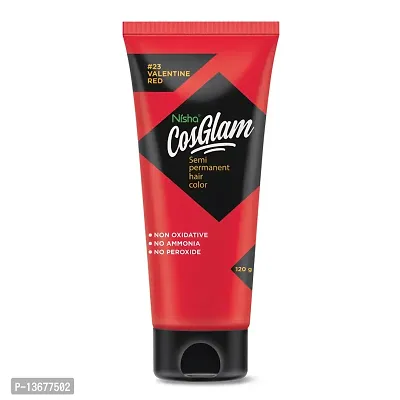 Nisha Cosglam Semi Permanent Hair Color for Unisex, Infused Conditioner, Glossy Finish, No Ammonia, No Peroxide & Non Oxidative, Vegan Highlights Hair Dye 120g #23 Valentine Red-thumb2