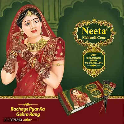 Neeta Mehendi Cones for Hand 4 Pc in 1 Box (Pack of 7) Bridal Mehndi Cones Natural Mehendi Cone for Wedding, Hand Designing, Reddish Brown Color Long Lasting Niddle Cones for Women-thumb5