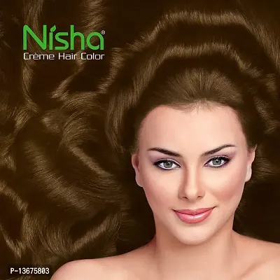 Nisha Cream Hair Color With The Benefits Of Natural Henna Extracts, Sunflower  Avocado Oil, Easy To Use Hair Color 120ml Pack of 1, Light Brown ?-thumb4