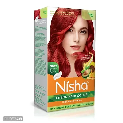 Nisha Cream Hair Color With The Benefits Of Natural Henna Extracts, Sunflower  Avocado Oil, Easy To Use Hair Color 150ml Pack of 1, Flame Red ?