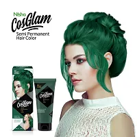 Nisha Cosglam Semi Permanent Hair Color for Unisex, Infused Conditioner, Glossy Finish, No Ammonia, No Peroxide  Non Oxidative, Vegan Highlights Hair Dye 120g #41 Crazy Green-thumb2