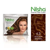 Nisha Cream Hair Color Rich Bright Long Lasting Hair Colouring For Ultra Soft Deep Shine 100% Grey Coverage Conditioning With Natural Herbs Golden Brown (Pack of 6)-thumb1