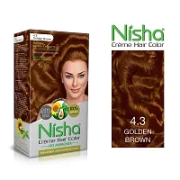 Nisha Cream hair color (120 ml/each) with Rich, Bright, Long Lasting Shine Hair Color NO AMMONIA Cream FORMULA smooth care for your precious hair! GOLDEN Brown 4.3 (Pack of 2) ?-thumb2