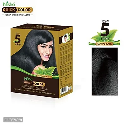 Nisha Quick Hair Color, 5 Minute Hair Color for Women  Men, Ammonia Free Henna Based Hair Colour, 100% Grey Coverage, Black Hair Dye, Natural Black Hair Color-thumb3