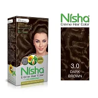 Nisha Cream Permanent Hair Color No Ammonia Cream Formula Permanent Fashion Highlights(60Gm+60Ml Each Pack) Dark Brown (Pack Of 3)-thumb1