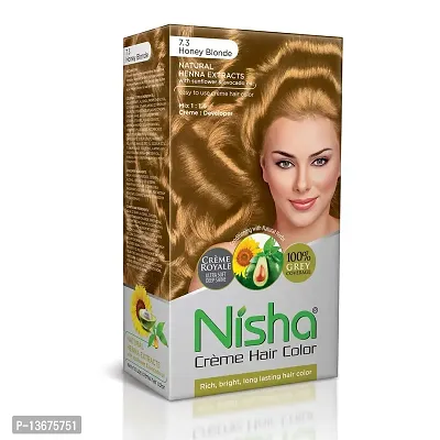 Nisha Cream Hair Color With The Benefits Of Natural Henna Extracts, Sunflower  Avocado Oil, Easy To Use Hair Color 150ml Pack of 1, Honey Blonde ?