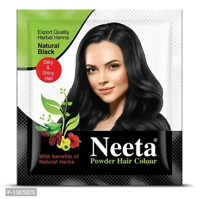 Neeta Natural Henna Based Hair Color Silky  Shiny Soft Hair with benefit of Natural Herbs 5gm Each Pack (Natural Black, Pack of 12)-thumb0