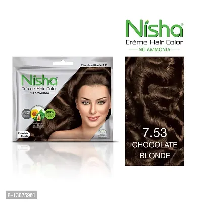 Nisha Cream Hair Color Rich Bright Long Lasting Hair Colouring For Ultra Soft Deep Shine 100% Grey Coverage Conditioning With Natural Herbs Chocolate Blonde (Pack of 6)-thumb3