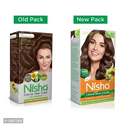 Nisha Cream Hair Color With Rich, Bright, Long Lasting Shine Hair Color No Ammonia Cream Formula Smooth Care For Your Precious Hair! 120gm Chocolate Brown 3.5 (Pack of 1)-thumb2