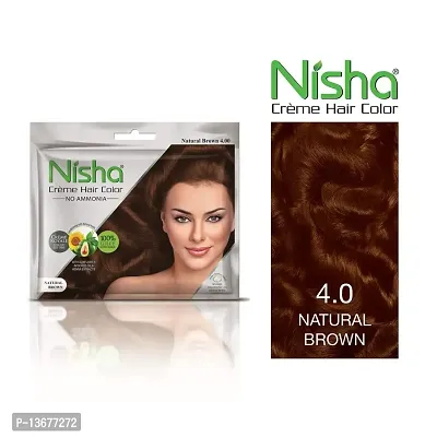 Nisha Cream Hair Color Rich Bright Long Lasting Hair Colouring For Ultra Soft Deep Shine 100% Grey Coverage Conditioning With Natural Herbs Natural Brown (Pack of 6)-thumb2