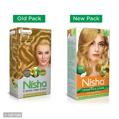 Nisha Cr?me Blonde Hair Color, 8.1 Golden Blonde, 90ml + 60gm, (Pack of 2) ?-thumb2