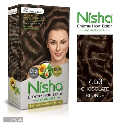 Nisha Cr?me Hair Color, 7.53 Chocolate Blonde Hair Colour For Women and Men (Pack of 1)-thumb3