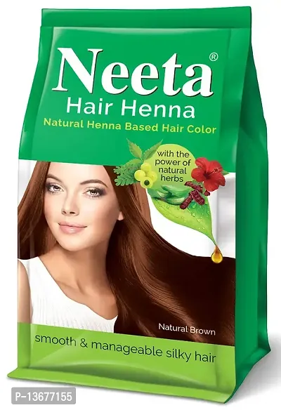 Neeta Henna Based Hair Color Powder, 125g (Pack of 4) - Natural Brown