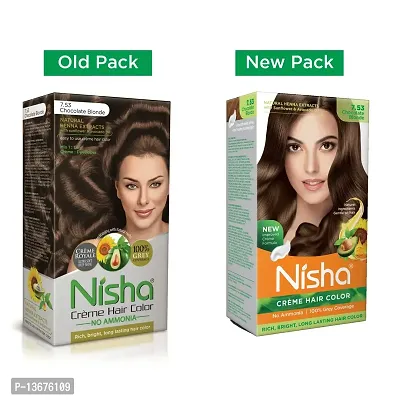 Nisha Cr?me Hair Color with Natural Henna Extracts, 90ml + 60g + 18ml - 7.53 Chocolate Blonde (Pack of 2)-thumb2