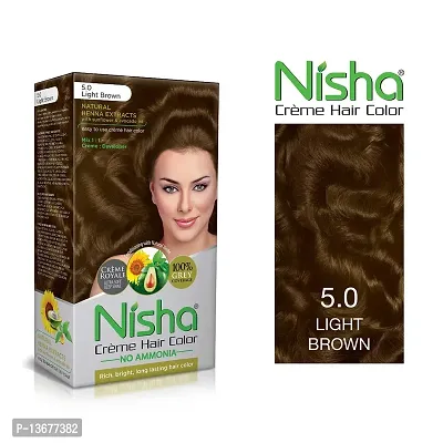 Nisha Cr?me Hair Color (60gm + 60ml + 18ml Conditioner for Each) Combo Pack of Natural Black  Light Brown ?-thumb3