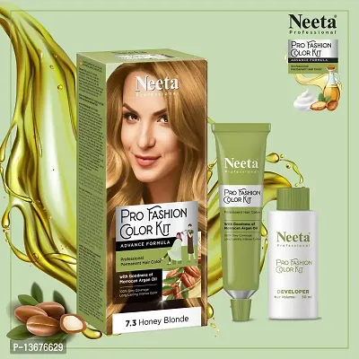 Neeta Professional Pro Fashion Color Kit Permanent Hair Color Honey Blonde 7.3-thumb3