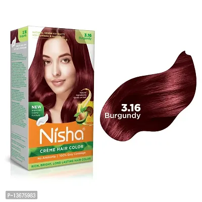 Nisha Cream Hair Color, Natural Extract, Bright, Vibrant, Hair Colour For Women, 60g + 60ml (Pack Of 1) - 3.16 Burgundy ?-thumb3