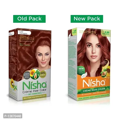 Nisha Cr?me Permanent Hair Color, Natural Extract, Bright, Shiny Hair Colour For Women, 60g + 60ml - 5.5 Mahogany ?-thumb2