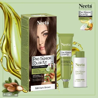 Neeta Professional Pro Fashion Color Kit Permanent Hair Color Dark Brown 3.0-thumb3