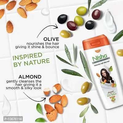 Nisha Almond & Olive Actives Shampoo For Smooth Soft Silky Hair, 180 ML - Pack Of 2-thumb4