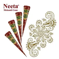 Neeta Mehendi Cones for Hand 4 Pc in 1 Box (Pack of 7) Bridal Mehndi Cones Natural Mehendi Cone for Wedding, Hand Designing, Reddish Brown Color Long Lasting Niddle Cones for Women-thumb1