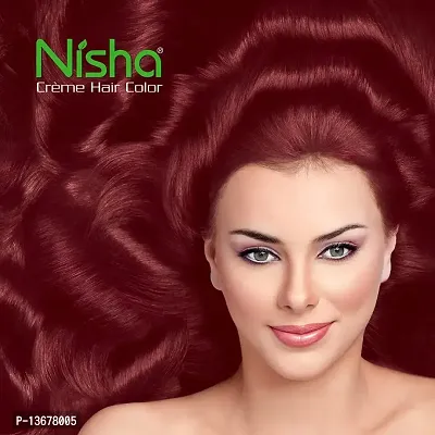 Nisha Cream Hair Color Rich Bright Long Lasting Hair Colouring For Ultra Soft Deep Shine 100% Grey Coverage Conditioning With Natural Herbs Burgundy (Pack of 6)-thumb3