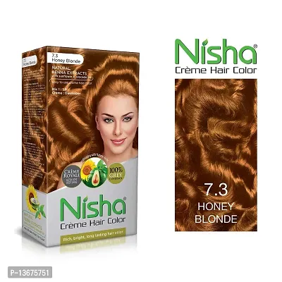 Nisha Cream Hair Color With The Benefits Of Natural Henna Extracts, Sunflower  Avocado Oil, Easy To Use Hair Color 150ml Pack of 1, Honey Blonde ?-thumb3