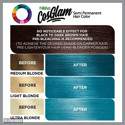 Nisha Cosglam Semi Permanent Hair Color for Unisex, Infused Conditioner, Glossy Finish, No Ammonia, No Peroxide  Non Oxidative, Vegan Highlights Hair Dye 120g #52 Peacock Blue-thumb5