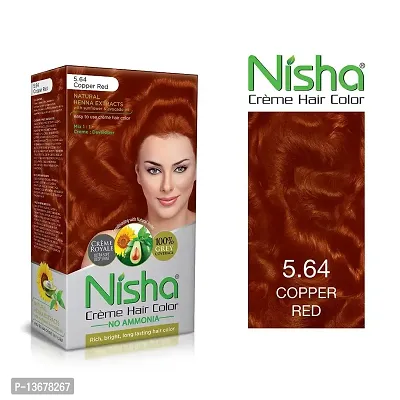 Nisha Cream Hair Color, Hair Highlighting Kit, Hair Colour for Unisex, 60ml+60g+18ml - Copper Red ?-thumb2