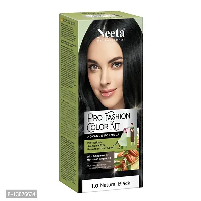 Neeta Professional Pro Fashion Color Kit Permanent Hair Color Natural Black.1.0