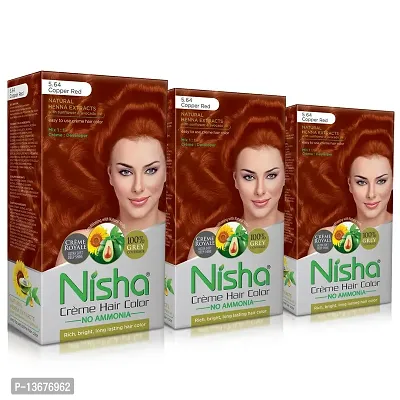 Nisha Copper Red Hair Cr?me Color Pack of 3 Cr?me Hair Color For Women and Men Highlight Hair Coloring Long Lasting With Henna Extracts and Natural Herbs Pack of 3 ?