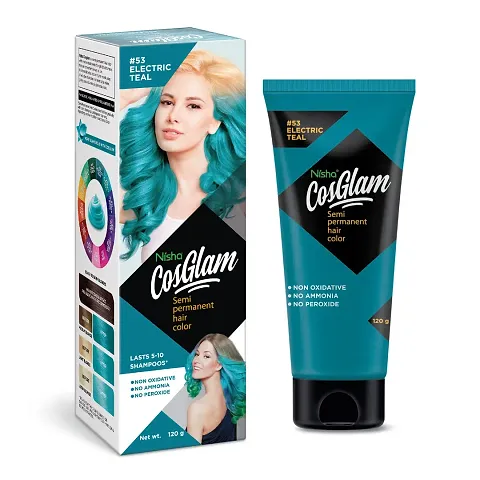 Nisha Cosglam Semi Permanent Hair Color for Unisex, Infused Conditioner, Glossy Finish, No Ammonia, No Peroxide & Non Oxidative, Vegan Highlights Hair Dye 120g