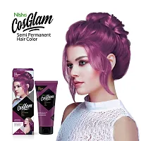 Nisha Cosglam Semi Permanent Hair Color for Unisex, Infused Conditioner, Glossy Finish, No Ammonia, No Peroxide  Non Oxidative, Vegan Highlights Hair Dye 120g #22 French Plum (Purple)-thumb2