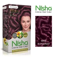 Nisha Cr?me Hair Color with Natural Henna Extracts for Unisex, 60g + 60ml + 18ml - Wine Burgundy (Pack of 3)-thumb2