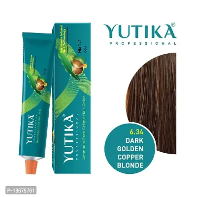 Yutika Professional Creme Hair Color 100gm Dark Golden Copper Blonde 6.34-thumb2