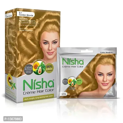 Nisha Creme Hair Color 150gm Jumbo + 40gm Sachet Golden Blonde (Combo Pack)