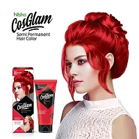 Nisha Cosglam Semi Permanent Hair Color for Unisex, Infused Conditioner, Glossy Finish, No Ammonia, No Peroxide & Non Oxidative, Vegan Highlights Hair Dye 120g #23 Valentine Red-thumb2