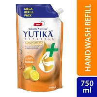 Yutika Naturals Hand Wash Complete Protection 100% Natural Extract for Hand Hygiene Protect from Germs pH Balanced Formula Lemon 750ml (Pack of 2)-thumb1