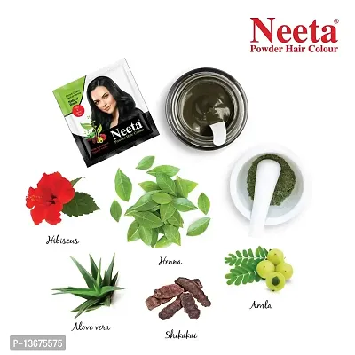 Neeta Natural Henna Based Hair Color Silky  Shiny Soft Hair with benefit of Natural Herbs 5gm Each Pack (Natural Black, Pack of 12)-thumb2