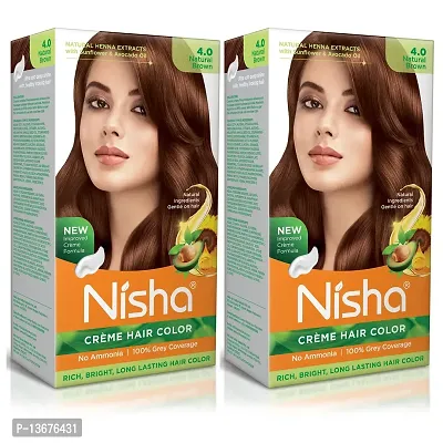 Nisha Natural Brown Hair Cr?me Colour For Women Men Ammonia Free Hair Colour Natural Brown Hair Colour 100% Grey Coverage Long Lasting With Henna Extracts For Hair Care Pack of 2 ?-thumb0