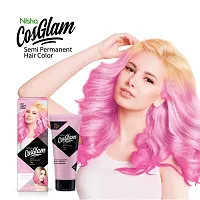 Nisha Cosglam Semi Permanent Hair Color for Unisex, Infused Conditioner, Glossy Finish, No Ammonia, No Peroxide & Non Oxidative, Vegan Highlights Hair Dye 120g #11 Soft Pink (Light Pink)-thumb2