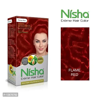 Nisha Creme Hair Color Combo Pack Golden Blonde  Flame Red Rich, Bright, Long Lasting Shine Hair Colour (60gm + 90ml + 18ml Conditioner) ?-thumb3