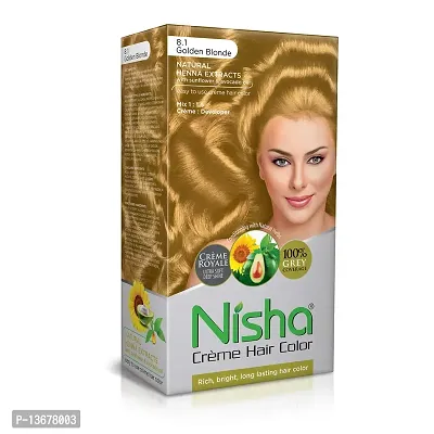 Nisha Creme Hair Color 150gm Jumbo + 40gm Sachet Golden Blonde (Combo Pack)-thumb2