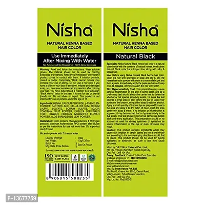 Nisha Henna Based Hair Color 10g Each Packet No Ammonia Long Lasting Black (Pack of 10)-thumb3